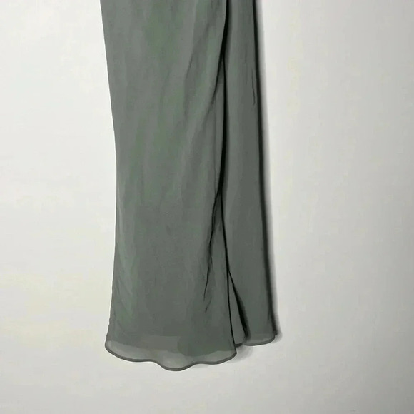 Show Me Your MuMu Verona Deep Sage Cowl Neck Chiffon Overlay Dress Size L - Picture 7 of 10